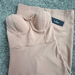 Lulus Strapless Beige Dress